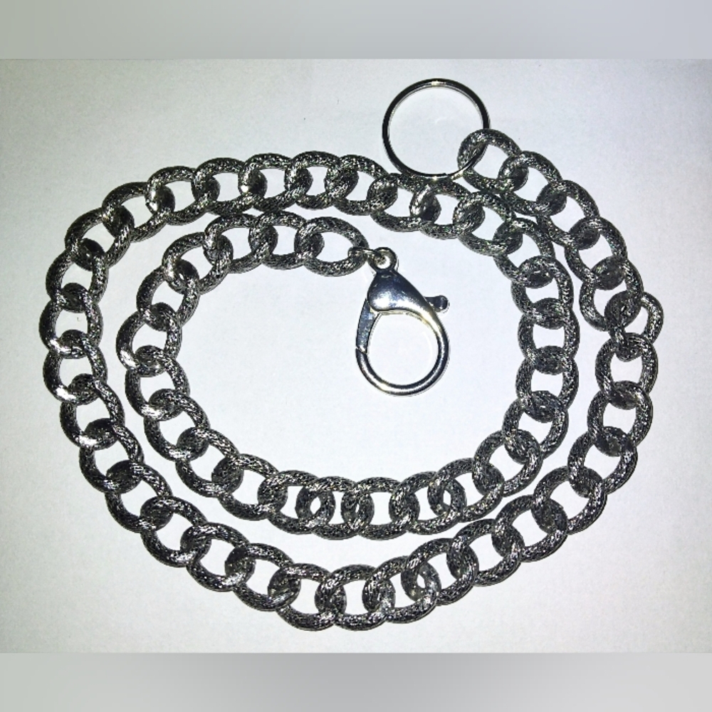 Handmade 26" Textured Rhodium Chunky Biker Cuban Wallet Chain w/ Clasp